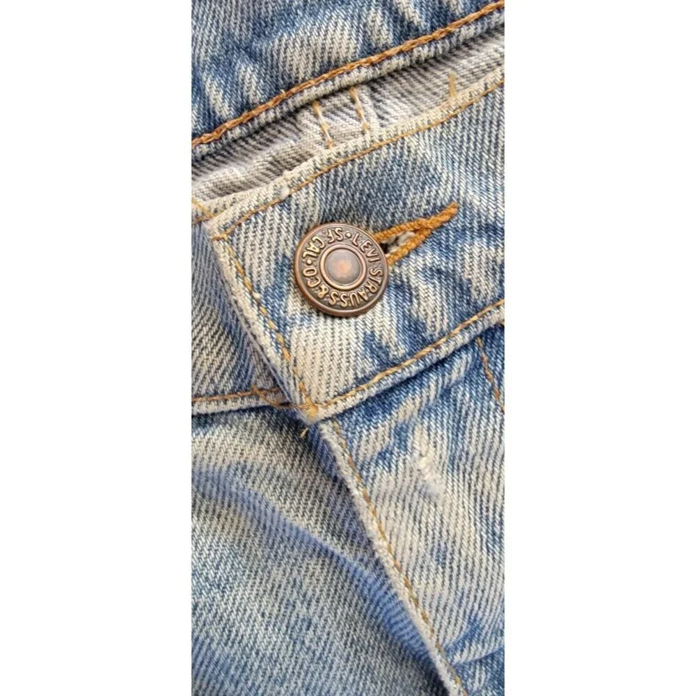 Vintage Levis 549 36x32 Leather Tab Jeans 80s 90s Stone Wash Frayed Faded Thick